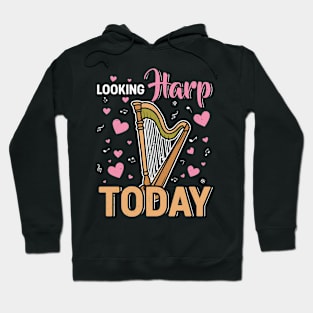 Harp Player Musician Harpist Instrument Looking Harp Today Hoodie